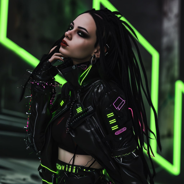 Dziewczyna cyber goth z dreadlockami