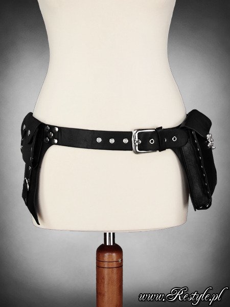 belt with pockets RESTYLE steampunk POCKET BELT BLACK unisex