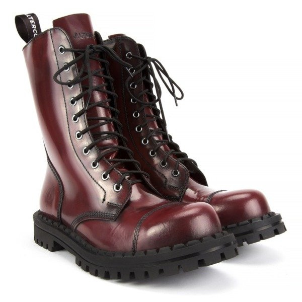 Burgundy combat boots clearance