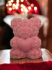 candle TWIN OAKS Rose Teddy Bear with Heart Dark Pink