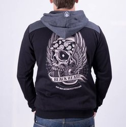 hoodie BLACK HEART Wings Skull