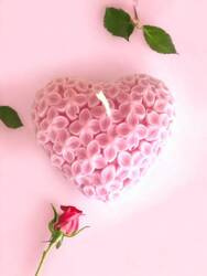 świeca TWIN OAKS Serce Kwiatowe Ciemnoróżowe duże