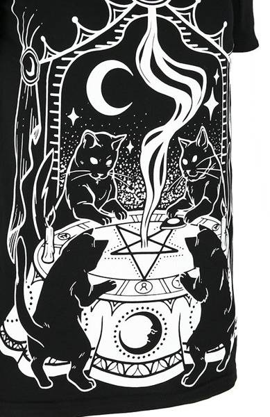 koszulka z krótkim rękawem RESTYLE CAT SABBATH COLD SHOULDER