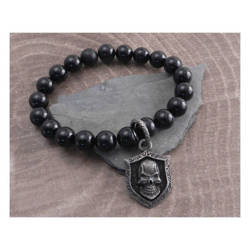 bransoleta AMIGAZ Glass Beads With Shield Skull