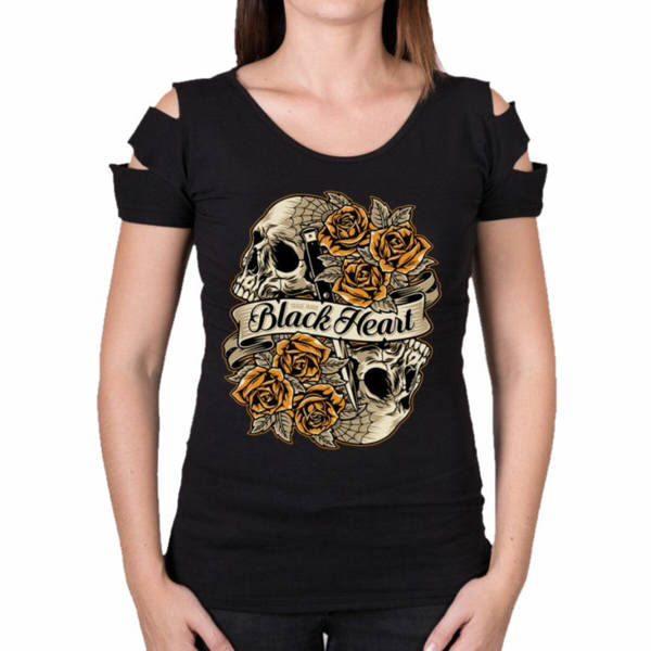 short sleeve T-Shirt BLACK HEART Romantic Destroy