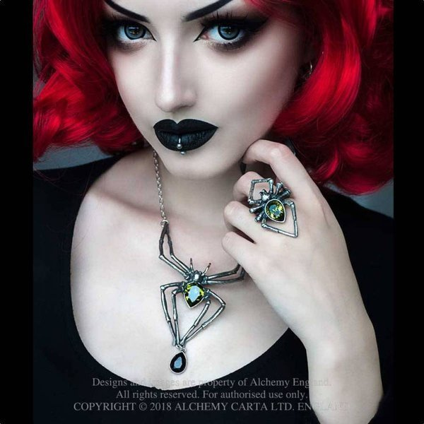 pierścień ALCHEMY GOTHIC Emerald Venom