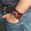 bracelet ROCK DADDY Brown Band With Strips And Buckle