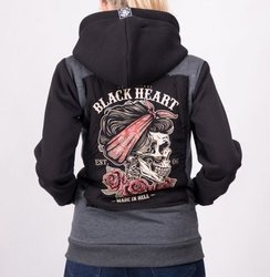 hoodie BLACK HEART Pin Up Skull Lady Screen