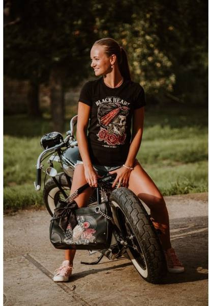 koszulka krótki rękaw BLACK HEART Pin Up Skull