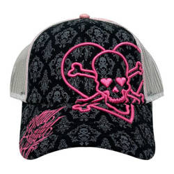 baseball cap LETHAL THREAT Heart Skull Trucker