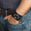 bracelet ROCK DADDY Leather Black Band With Strip And Buckle
