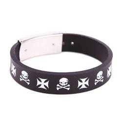 wristband ROCK DADDY Skull And Maltan Cross