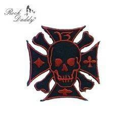 Naszywka ROCK DADDY Skull On Iron Cross Black-Red