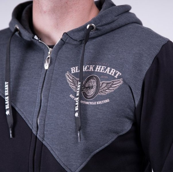 hoodie BLACK HEART Wings Skull