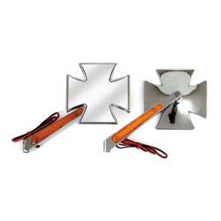 motorcycle mirrors with turn signal MCS HD All Models Maltese Cross LED 980636