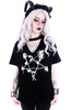 short sleeve T-Shirt RESTYLE ROSE PENTAGRAM with choker